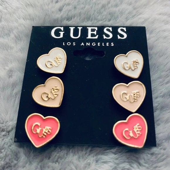 🆕 Guess Multi Colored Heart Stud Earring Set - Picture 3 of 4